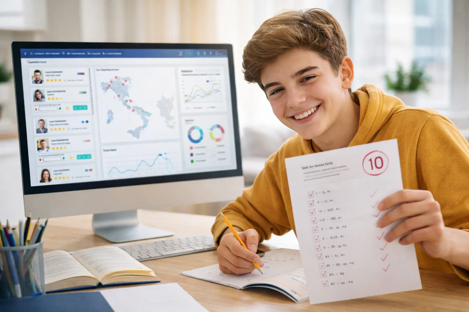 Studente che ottiene risultati con CheckTutor